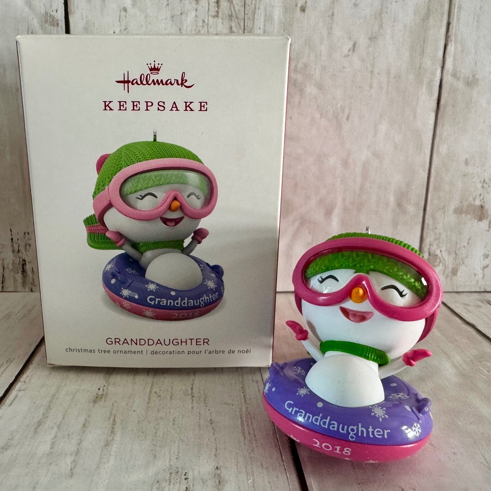 Hallmark Keepsake 2018 Granddaughter Snowman Snow Tubing Ornament Orville Wilson